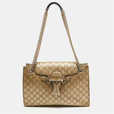 gucci gold chain tote|Gucci emily shoulder bag.